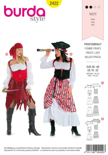 Burda 2422 - Piratkostyme EUR: 36-48, US: 10-22
