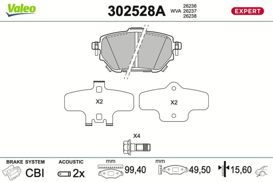 Bremseklosser VALEO 302528A