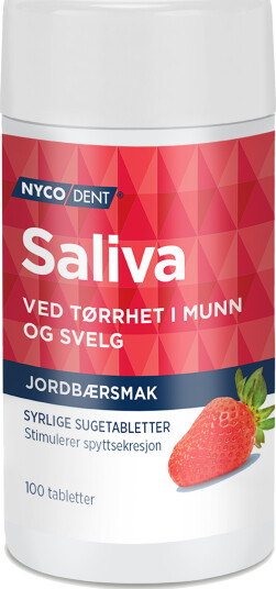 Nycodent Saliva m/jordbær 100 tabletter Nycodent Saliva m/jordbær 100 tabletter