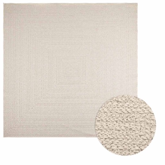  Teppe ZIZUR kremhvit 240x240cm jute-utseende innendørs&utendørs 8721102836848