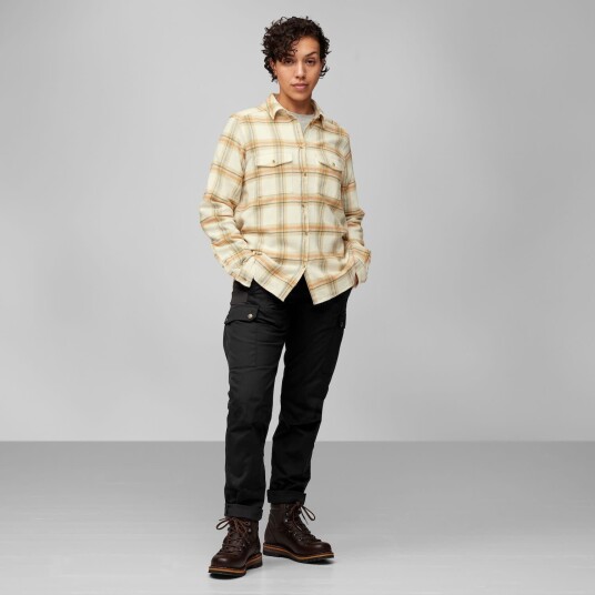 Fjellreven Women's Övik Heavy Flannel Shirt Fog-Chalk White S