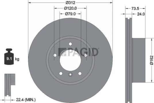PAGID 54761NHC Bremseskive