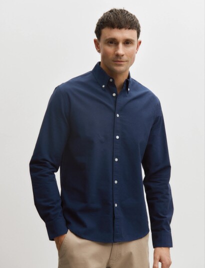 Enkel Studio Oxford Ls Shirt Esalfred   Navy   XL
