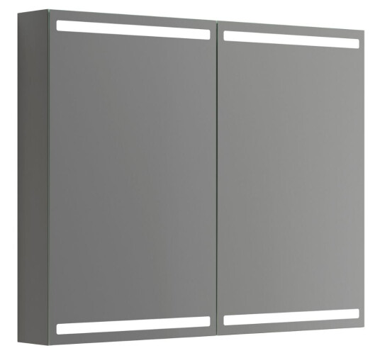 Dansani Level Speilskap med LED-lys 100x14,5x80 cm Grå Matt