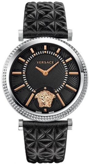 Versace Dameklokke VQG020015 V Helix Sort/Lær Ø38 mm