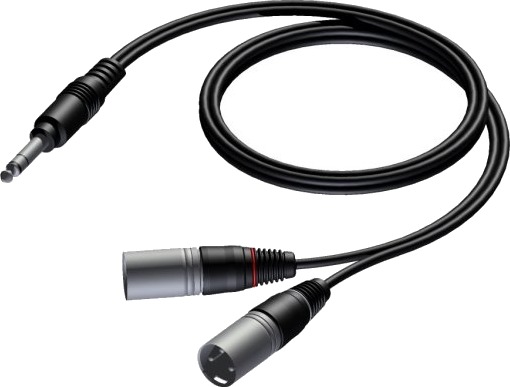 Kabel Procab Procab Cab733/1,5 6,3 Mm Jack Hann Stereo 2 X Xlr Hann 1,5 Meter