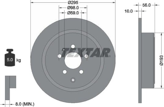 TEXTAR 92074100 Bremseskive TEXTAR 92074100 Bremseskive