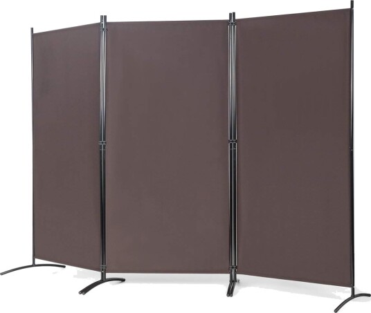3 panel romdeler med robuste hengsler og stålbase frittstående personvernskjerm 260x 183 cm kaffe 3 panel romdeler med robuste hengsler og stålbase frittstående personvernskjerm 260x 183 cm kaffe