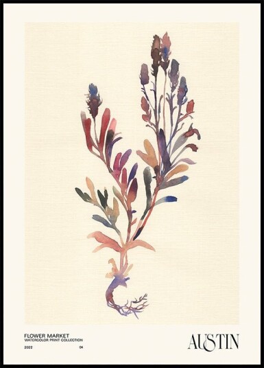 Watercolor print collection. Flower market Austin Plakat / 21x30cm
