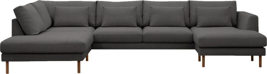 Florenz 4 seters Venstrevendt U formet Sofa med Divan og Sjeselong i Stoff   Mørk grå