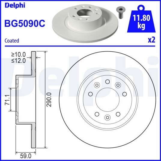 Bremseskive DELPHI BG5090C Bremseskive DELPHI BG5090C