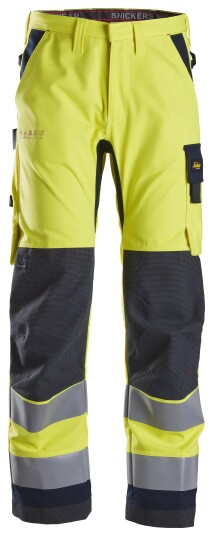 Snickers Workwear 6360 ProtecWork Arbeidsbukse varsel, gul/marineblå D100, Klær
