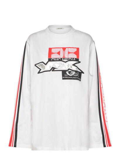 Monki Printed Long-Sleeved Oversized T-Shirt Dress - White - XS