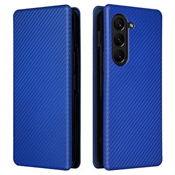 Samsung Galaxy Z Fold5 Flip-deksel Karbonfiber Blå
