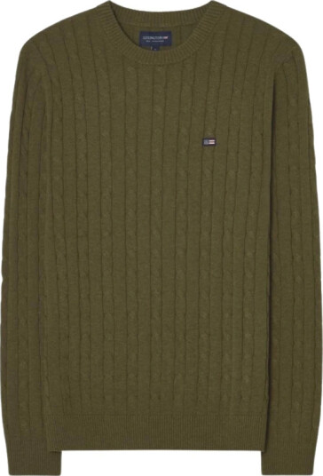 Lexington Clothing Cotton Cable Knitted Sweater Khaki green M
