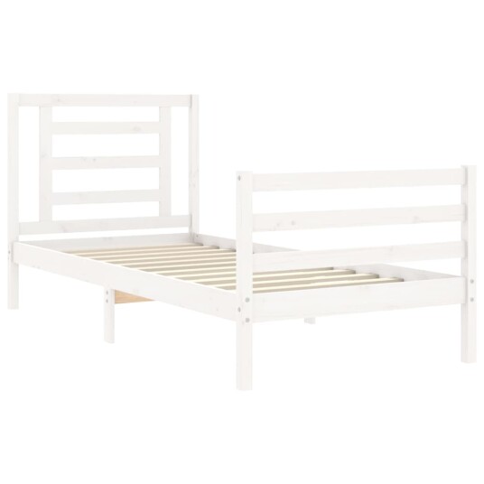 vidaXL Sengeramme med hodegavl hvit 2FT6 liten enkel heltre 8720845998325