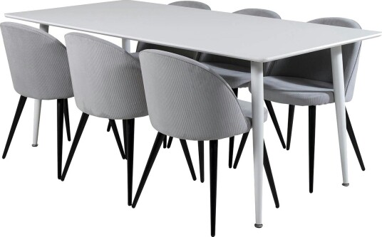 Spisegruppe Venture Home Pobbie med 6 Valentina Stoler Manchester