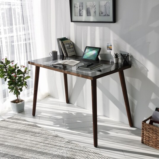 Skrivebord Vallsbo 110 cm Glass/Valnøttbrun