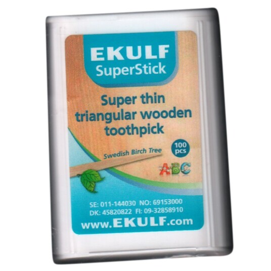 Ekulf Superstick - Tannpirkere i tre med dobbel spiss - 100 stk.