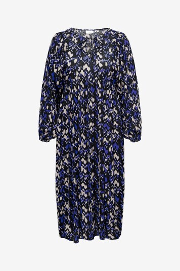 Only Carmakoma Kjole carYaya Life L/s Calf Dress Blå