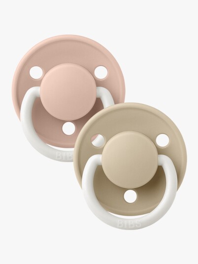 BIBS Pacifier De Lux Silicone Blush Glow/Vanilla Glow Onesize 2pc