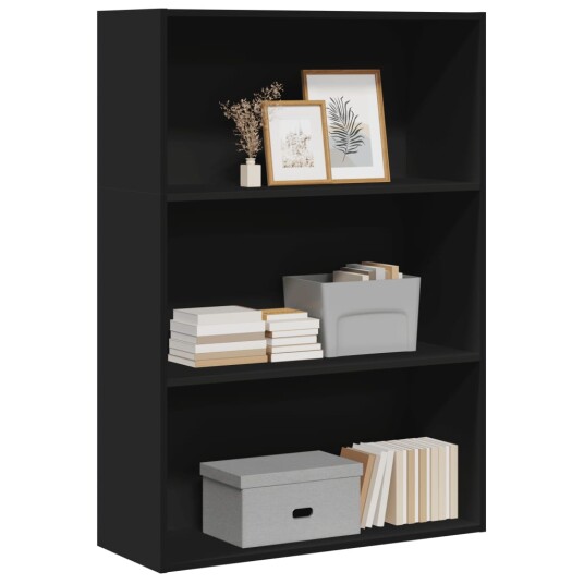 Bokhylle svart 80x30x114 cm konstruert tre