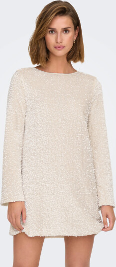 ONLY Onlanika Sequins Ls Bow Dress Wvn Cs - White - S