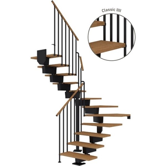 Dolle Dubai U trapp Svart 9005 classic Iiii oljeret Eik 90 15 Loddret Høyde 272 336cm