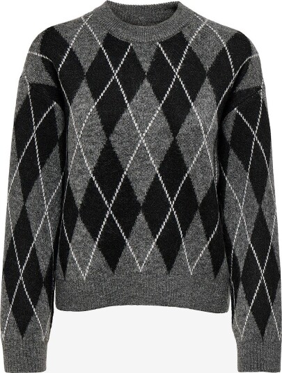 JDY Jdybianka L/S Argyle Pullover Knt Noos   Grey   S