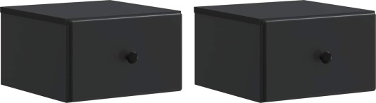  Vegghengt Nattbord 2 pcs Svart 34,5 x 33 x 20 cm Konstruert tre
