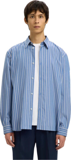 Selected Slhrlxben Stripe Ls Shirt Blue M