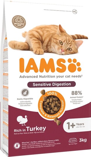 Iams Tørrfôr Advanced Nutrition Sensitive Digestion Med Kalkun 2 X 3 kg