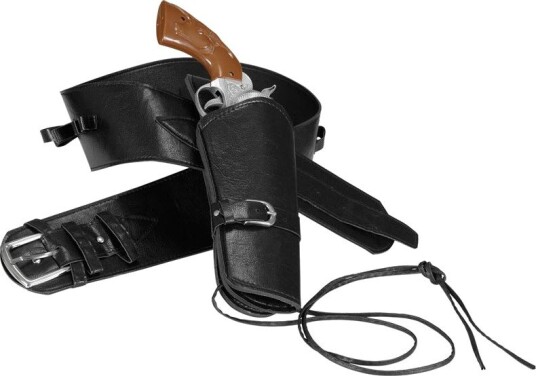 Autentisk Svart Skinnimitert Belte med Pistolhylster