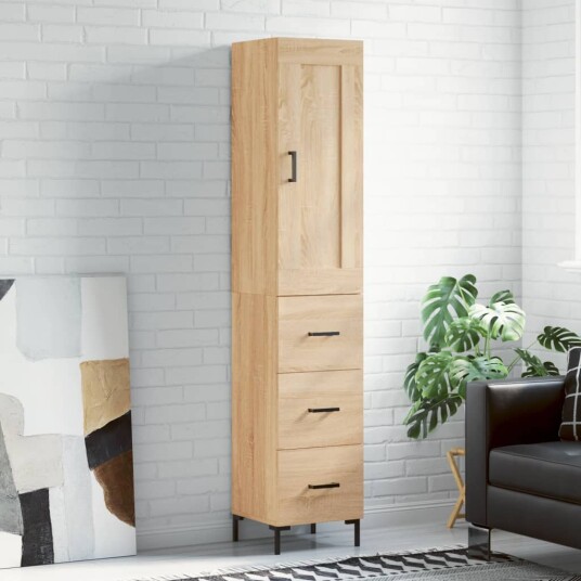 Highboard sonoma eik 34,5x34x180 cm konstruert tre