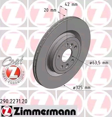Bremseskive ZIMMERMANN 290.2271.20 Bremseskive ZIMMERMANN 290.2271.20