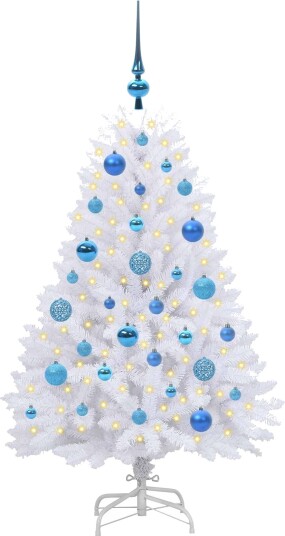Kunstig sammensatt juletre med 150 LED Hvit 120 cm PVC og Stål