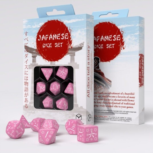 Japanese Poly Last Words Stone Pink /White (7) Terningsett - Rollespill fra Outland Japanese Poly Last Words Stone Pink /White (7) Terningsett - Rollespill fra Outland