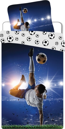 Licens Fotball sengetøy 100% bomull Junior sengetøy 100x140 cm Bakside med fotballer