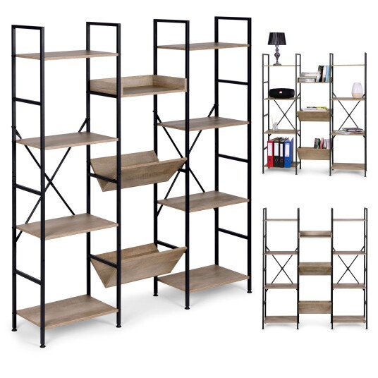 Selgro Moderne frittstående metallstativ hylle 11 hyller ModernHome