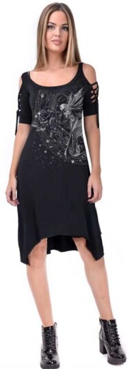 Alchemy England Middellang kjole Faerie Kjole for S til XXL Damer svart