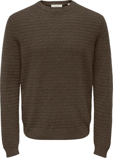 ONLY & SONS Onsloui Ls Structure Crew Reg Noos Brown XS
