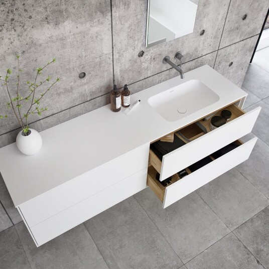 Pulcher Mood 180R Soft Baderomsmøbel 180x46 cm matt hvit med SolidTec® vask