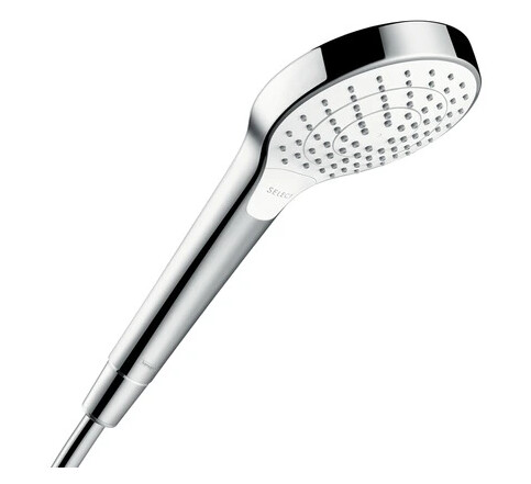 Hansgrohe Croma Select S Vario hånddusj Med 3 stråletyper, Hvit/Krom Hansgrohe Croma Select S Vario hånddusj Med 3 stråletyper, Hvit/Krom