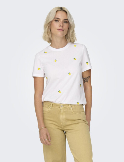 ONLY Onlketty S/S O Neck Top Jrs Noos White XL