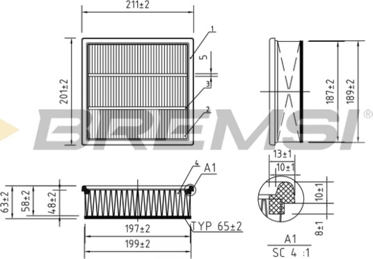 Luftfilter BREMSI FA0563 Luftfilter BREMSI FA0563