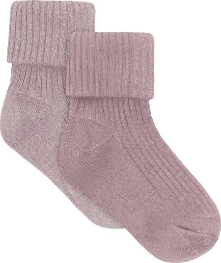 Minymo Baby Rib Socks W.glit (2 Pack) Pink 19\22