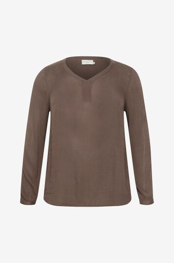 KAFFE Curve - Bluse kCami LS Blouse - Brun