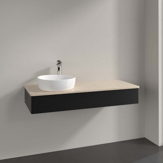 Villeroy & Boch Antao Servantskap med 1 skuff 120x50x19 cm u/lys Sort Matt/Crème Villeroy & Boch Antao Servantskap med 1 skuff 120x50x19 cm u/lys Sort Matt/Crème