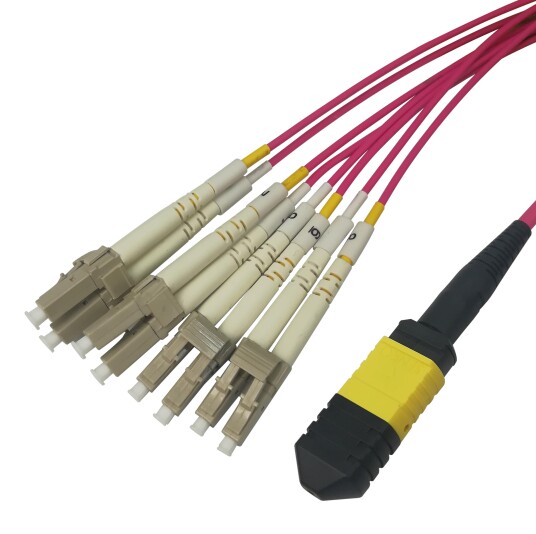Deltaco MPO12-LC fan out fiber cable, UPC, OM4, 10m