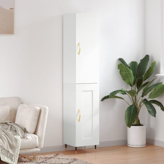 vidaXL Highboard hvit 34,5x34x180 cm konstruert tre 8720845485115